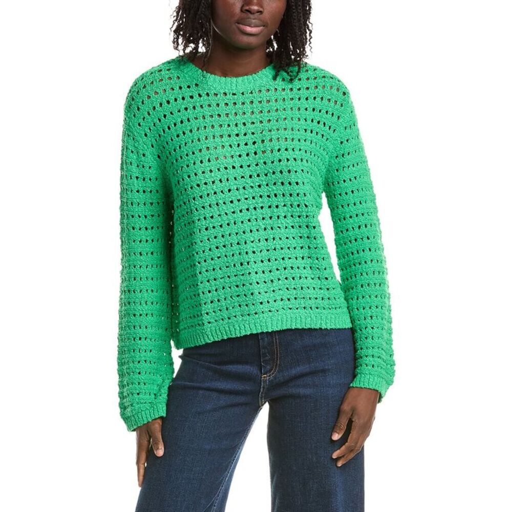 &Isla Womens  Ollie Texture Stitch Flared Sleeve Sweater, Green